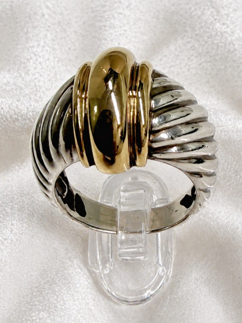 David Yurman Cable Dome Ring Size 6 Sterling Silver 925 14k Gold Two Tone